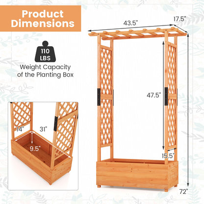 S AFSTAR 72-Inch Raised Garden Bed with Arch Trellis, Hanging Roof & Drainage Holes, Vertical Plant Container for Vine Climbing Plant Flower, Indoor Outdoor Wood Elevated Planter Box for Gard - WoodArtSupply