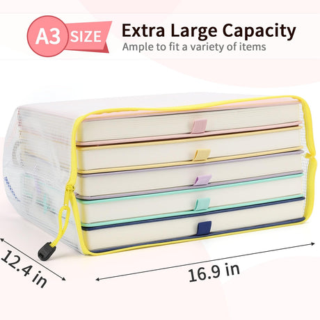 Umriox Zipper Pouch, 16.9x12.4 in (12 Colors, 12 Packs), Extra Large Zipper Bags, Waterproof Zipper Pouches for Office Supplies, Puzzles, Board Game Storage & Cross Stitch Projects Umriox
