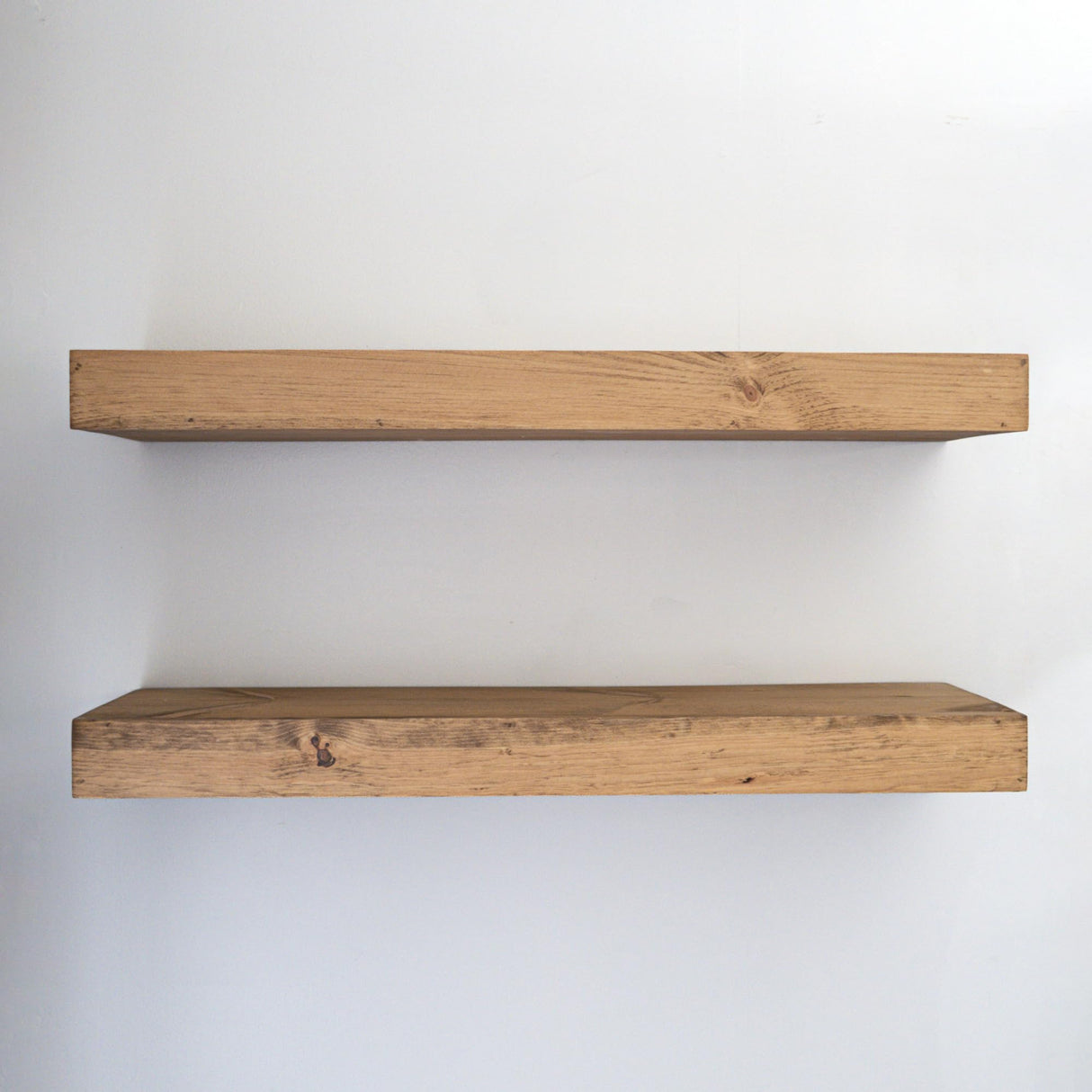Urbandi Modern Floating Shelves 3 Inches Thick for Wall, Wide Shelves for Kitchen, Living Room, Bedroom, and Bathroom, Natural Pine Wood, Rustic Wooden Shelf, (Set of 2) (Aged Oak, 60Lx3Hx8D) Urbandi