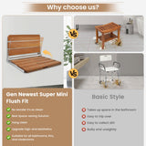 Folding Teak Shower Seat Wall Mounted,Fold Down Shower Seat,Foldable Shower Bench,Home Care Teak Shower Seat Bench for Inside Shower,Folding Shower Seat Bench,Wall Mount Shower Seat for Christmas Flngr
