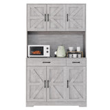 Azaeahom 71" Pantry Cabinet with Charging Station, Kitchen Storage Cabinet with Microwave Stand, 8-Zone Organization, 2 Smooth-Glide Drawers, Open Countertop for Dining, Kitchen, Living Room (Gray) Azaeahom