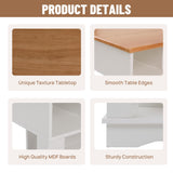 ALBAD Farmhouse Square Coffee Tables Rustic Living Room Center Table with Half Open Storage Space, White & Light Brown ALBAD