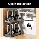 Cicilyna 2 Pack Under Sink Organizer, 2 Tier Bathroom Cabinet Organizers and Storage with Hook, Multi-purpose Storage Basket Shelf for Kitchen, Black Cicilyna