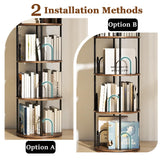 Arbcoler 4 Tier Rotating Bookshelf, 360 ° Display Corner Book Shelf, Stackable Spinning Bookshelf Tower, Narrow Tall Revolving Bookcase, Round Swivel Storage Organizer (Black, 4 Tiers) Arbcoler