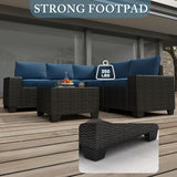 Aohanoi 6 Pieces Patio Furniture Set, Outdoor Sectional Set of 6 w/Wide Armrest, Waterproof Wicker Conversation Set for Backyard, Deck, Lake Blue Aohanoi