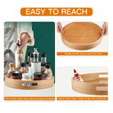 Lazy Susan Organizer 14 inch, Bamboo Lazy Susan for Table, Kitchen Turntable Organizer with Double Handles, Round Wood Rotating Turntable Spice Organizer for Countertop Cabinet or Pantry WEIFUTCH