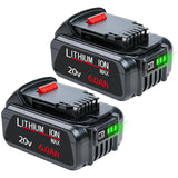 DTK 6.0Ah Battery Replacement for Dewalt 20V Battery DCB200 DCB203 DCB204 DCB206 Lithium Batteries 2 Packs DTK