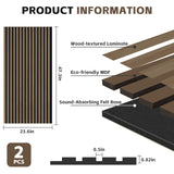 2-Pack 47.3"x23.6" Walnut Acoustic Wood Slat Wall Panels - Soundproof 3D Textured Panels for Noise Reduction & Modern Interior Decor | Easy Install for Living Room, Bedroom & Office laapee