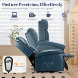 Esright Electric Power Lift Recliner Chair, with Side Pocket & Remote Control, Faux Leather Electric Recliner Chairs for Elderly, Blue Esright