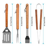 IMAGE Wooded BBQ Accessories Grilling Tools,Stainless Steel BBQ Tools Grill Tools Set for Cooking, Backyard Barbecue & Outdoor Camping Gift for Man Dad Women Barbecue Enthusiasts Set of 4 IMAGE