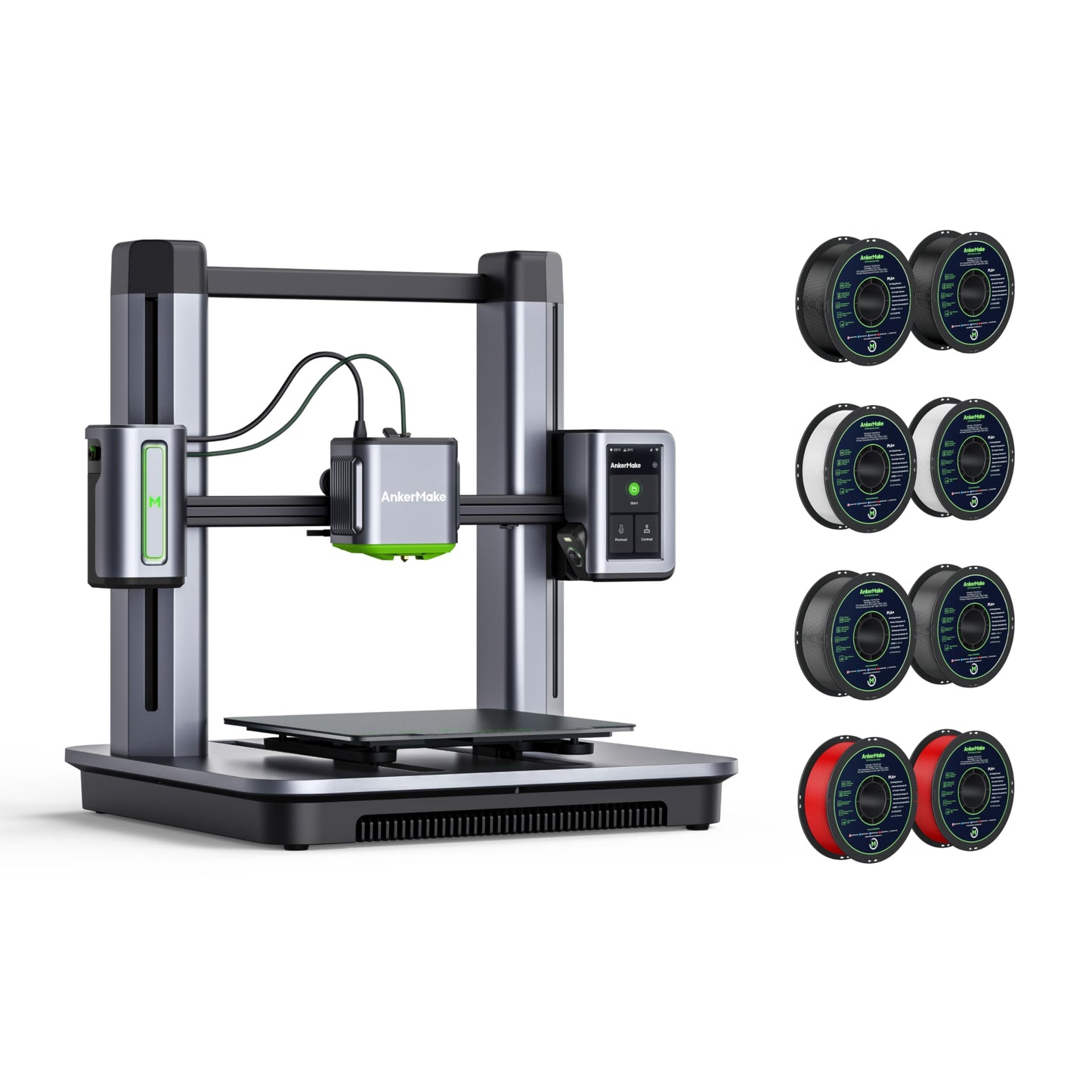 AnkerMake M5 3D Printer Bundle with 8 kg of AnkerMake PLA+ Filament (Black, White, Gray, Red) - WoodArtSupply