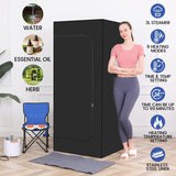 Full Body Personal Home Sauna Box, Portable Steam Saunas Tent, 1100W & 3L Sauna Steamer, Remote Control, Foldable Chair(Black) Cofute
