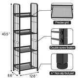Azheruol Bookshelf Vertical Storage Freestanding Storage Stand for Living Room, Bedroom, Kitchen, Rust Resistance, Easy Assemblyl Free CombinationMulti-Functional Organizer (4 Tiers, Black) Azheruol