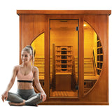 ZONEMEL Far Infrared 2 Person Wooden Sauna Room with Recliner, Red Cedar Luxury Indoor Sauna with 10 Heaters, Oxygen Bar, Lights, 3400 Watt, Infrared Therapy Wood Dry Heat Sauna, 220V ZONEMEL