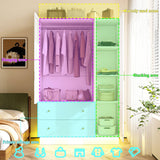 DalyLuxa 3 Doors Armoire Wardrobe Closet with Mirror & Organizers, LED Wooden Bedroom Armoires with Hanging Rod for Bedroom, White DalyLuxa