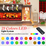 AMERLIFE 70" Electric Fireplace with Mantel, Farmhouse 3-Sided Fireplace TV Stand for TVs up to 75 Inch, Entertainment Center with Adjustable Shelves & LED Light, Rustic Grey AMERLIFE