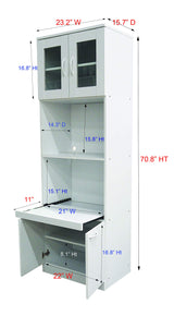Kings Brand Furniture - Danbury Tall Kitchen Pantry, Microwave Storage Cabinet, White Kings Brand Furniture