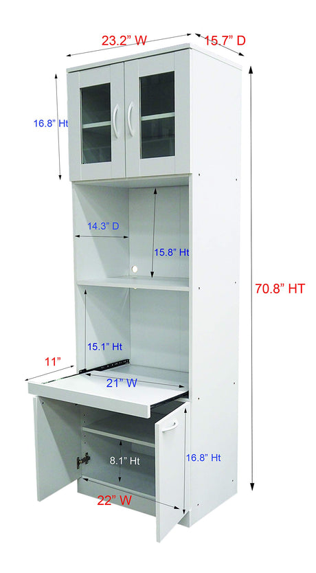 Kings Brand Furniture - Danbury Tall Kitchen Pantry, Microwave Storage Cabinet, White Kings Brand Furniture