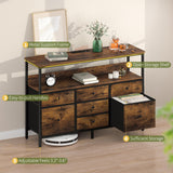 Yoobure TV Stand Dresser for Bedroom, 7 Fabric Drawers Entertainment Center, LED Dressers with Power Outlets, TV Stands for Living Room with Storage Shelf, TV Console Entertainment Stand up to 50" TV Yoobure