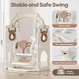 Mloong 12 in 1 Toddler Slide and Swing Set, Kids Slide for Toddlers 1-3 Years Old Baby, Indoor Outdoor with Basketball Hoop Drawing Golf for Kids Easy Assembly(Beige & Rosy Brown)(82×67×41in) mloong