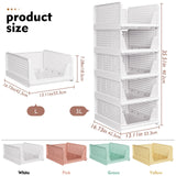 SNSLXH 5 Pack Stackable Closet Organizer Box, Multifunctional & Foldable Closet Storage Basket for Bathroom Kitchen Laundry Room Wardrobe Storage, Space-Saving Clothes Storage Drawer Organizer, White SNSLXH
