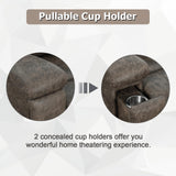 CANMOV Leather Recliner Chair, Classic and Traditional Manual Recliner Chair with Overstuffed Arms and Back, Manual Single Sofa with Concealed Cup Holders,Grey CANMOV