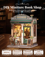 CUTEBEE Book Nook Kit - DIY Miniature House Dollhouse Kit for Adult and Teens, Booknook Bookshelf Decor Alley Model Build with LED Light, Gifts for Family and Friends (Sunny Cafe) CUTEBEE
