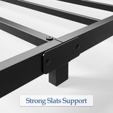 YUSENHEEI 4 Inch King Size Bed Frame, Heavy Duty Metal Platform Low King Bed Frame, No Box Spring Needed, Noise Free, Easy Assembly, Black YUSENHEEI