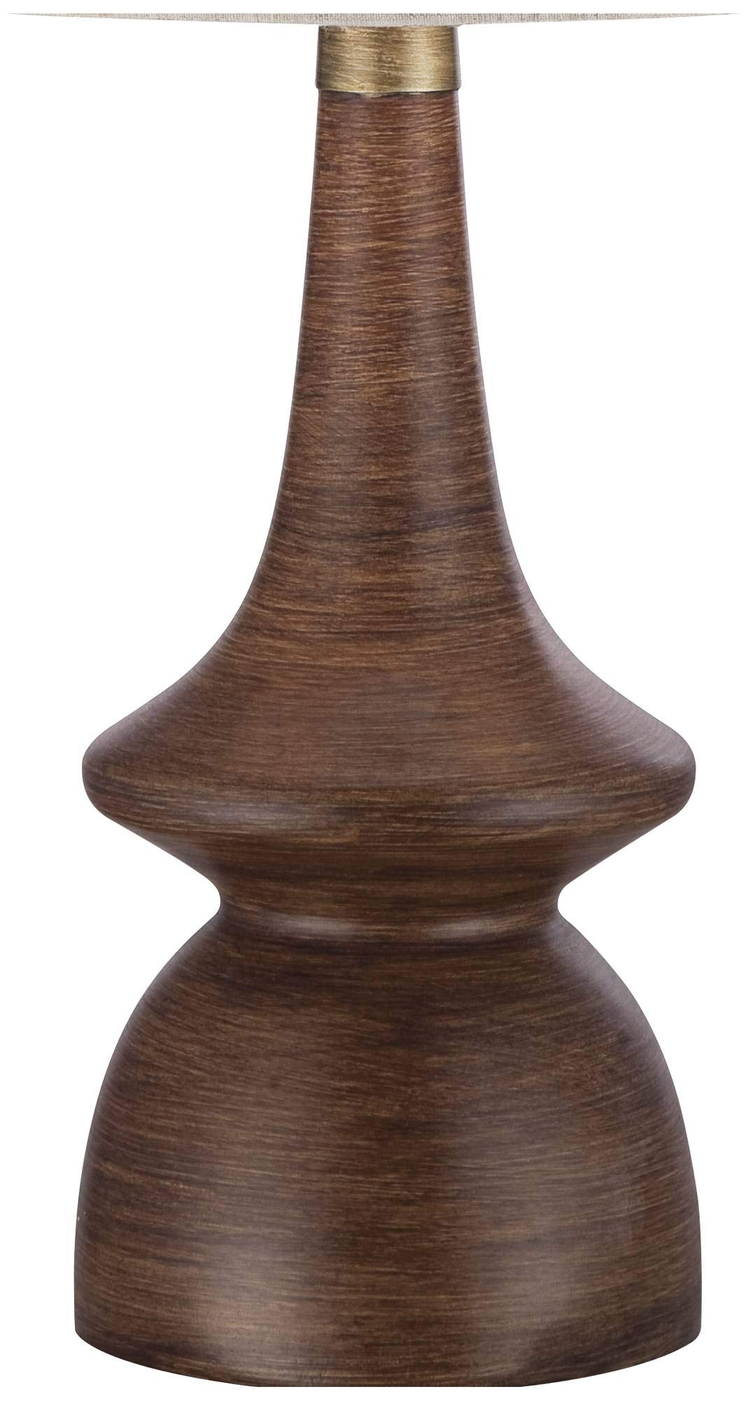 360 Lighting Rexford Mid Century Modern Table Lamp 24" High Walnut Faux Wood Brown Off White Linen Tapered Drum Shade for Bedroom Living Room House Home Bedside Nightstand Office Kids Family 360 Lighting