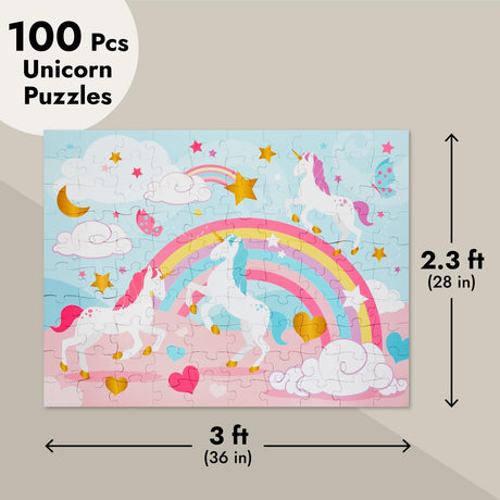 Blue Panda Giant Unicorn Floor Puzzle for Kids - 100 Pieces, 2.3 x 3 Feet, Large Rainbow Unicorn Jigsaw Puzzle for Girls and Boys BLUE PANDA