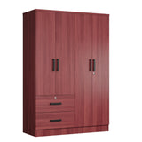 4 Doors Wardrobe 2 Drawers with Shelves 48 inch Wide and 72 high (Mahogany) Woodpeckers Furniture And Mattress