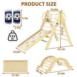 Doerpuz Pikler Triangle Set 7 in 1,Foldable Baby Climbing Toys Wooden,Toddler Climbing Toys Indoor,Climbing Toys for Toddlers 1-3,with Ramp, Arch and Ladder(Nature Wood) Doerpuz