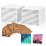 COYMOS 24 Pcs Ceramic Tiles for Crafts Ceramic Coasters for Crafts Blank White Unglazed Ceramic Tile for Painting, Alcohol Ink, Acrylic Pouring - DIY Coaster - Cork Backing Pads Included (4x4 inch) COYMOS