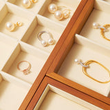 Oirlv 24 Grid Wood Jewelry Tray Microfiber Interior Jewelry Drawer Organizer Showcase Display Box Ring Earrings Holder Oirlv