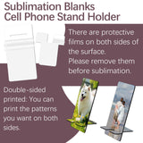 AiDiYGECO 9 Pack Sublimation Cell Phone Stand Holder Blanks Bulk MDF Double Side Sublimation Desktop Phone Holders Heat Transfer Sublimation Blank Products Ornaments for DIY Craft Phone Bracket AiDiYGECO