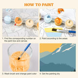 MXJSUA 4 Pack Sunset Mountain Paint by Numbers Kit with Framed Canvas for Ages 6-12 Kids, Paint by Numbers Kits for Children Beginners, Acrylic Oil Painting for Home Wall Decor Gift (8x8 inch) MXJSUA