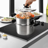 ZENFUN Stainless Steel Steamer Pot with Basket, 1.8 Quart Stock Pot with Glass Lid, Mini Steaming Pot Cookware with Handle, Metal Cooking Steamer for Vegetable, Stews, Pasta, Sauce, Food, Support for ZENFUN