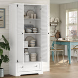 Furnihold 71" Tall Kitchen Pantry with Louver Doors, Wooden Food Pantry Storage Cabinet, Cupboard Buffet Cabinet for Kitchen Dining Living Room Furnihold