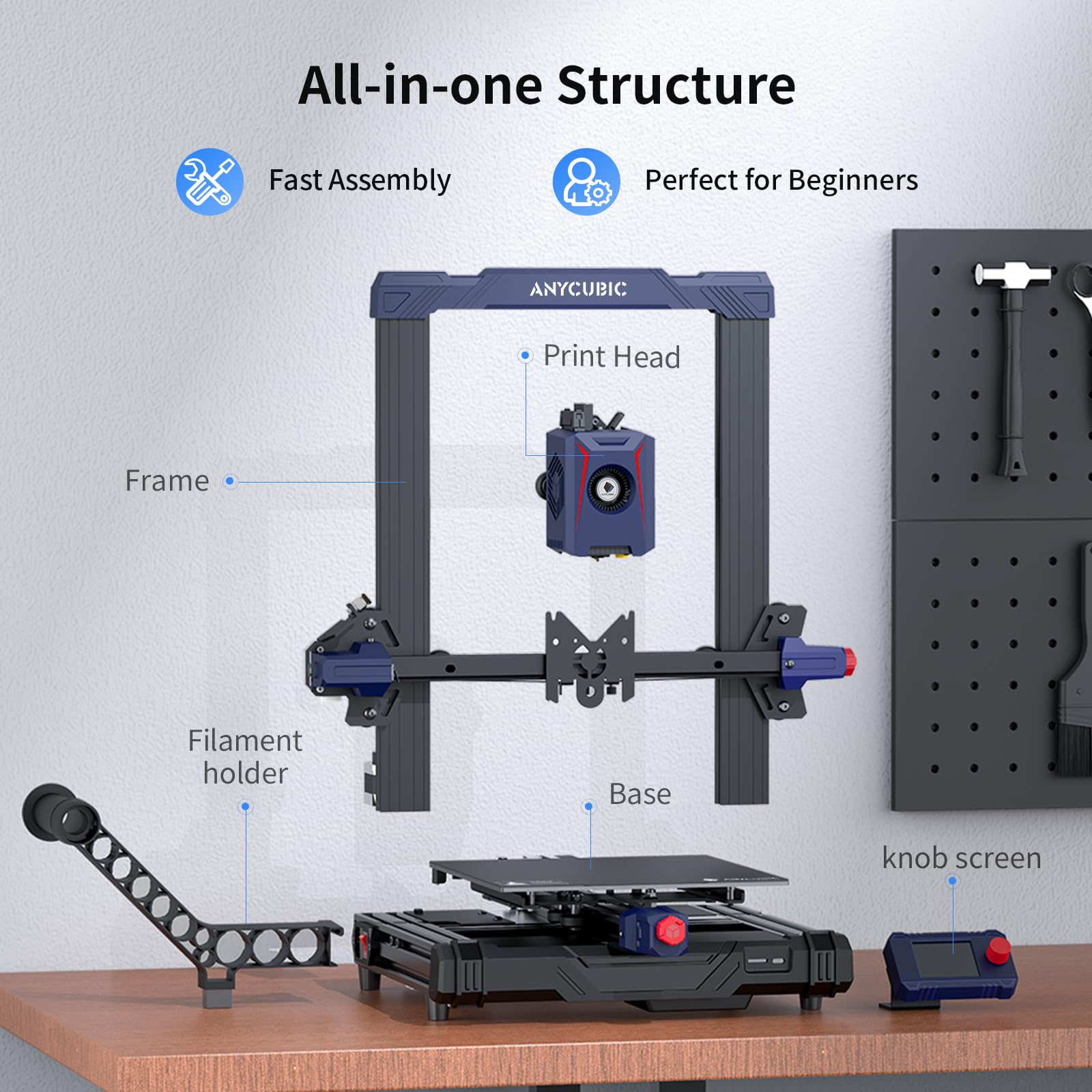 Anycubic Kobra 2 Neo 3D Printer, Upgraded 250mm/s Faster Printing Speed with New Integrated Extruder Details Even Better, LeviQ 2.0 Auto-Leveling Smart Z-Offset Ideal for Beginners 8.7"x8.7"x - WoodArtSupply