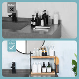 Bathroom Counter Organizer, 2-Tier Standing Storage Shelf with Basket, Wood Tray for Skincare Vanity Organizer Uneviesyka
