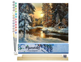 Figured'Art Paint by Numbers Kit for Adults Sunset Forest 16"x20" - Craft Art Painting Rolled Canvas with DIY Wooden Frame Figured'Art