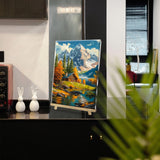 HeeBenor Framed Paint by Numbers Kit for Adults, Mountain Paint by Number with Easel, DIY Acrylic Landscape Oil Painting Kit, Adult Paint by Number Kits Framed Canvas for Home Decor 8x12 Inch HeeBenor