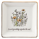 VINCOMIC Friendship Christmas Gifts for Women Friends, Ring Trinket Dish, Jewelry Tray-A Sweet Friendship Refreshes the Soul, Ceramic White VINCOMIC