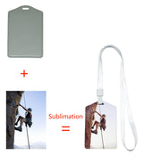 4 Pieces Sublimation Work Card Holder Badge Holders Blank Leather ID Card Holders Sublimation Rope Band DIY Crafts (French Grey) WoodArtSupply