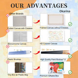 4 Pack Paint by Numbers Kit for Adults with Frame Flower Easy, Framed Paint by Number for Adults Beginner with Wooden Easel, Floral DIY Painting by Numbers Canvas Framed for Home Decor 8 x 12 Inch Okarina