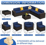 8pcs Patio Outdoor Furniture Set, Waterproof Wicker Sectional Couch Outdoor Big Sofa with Thick Cushions, All-Weather PE Rattan 8 Pieces Patio Conversation Sets for Porch,Backyard,Garden SHGJ&SOFT