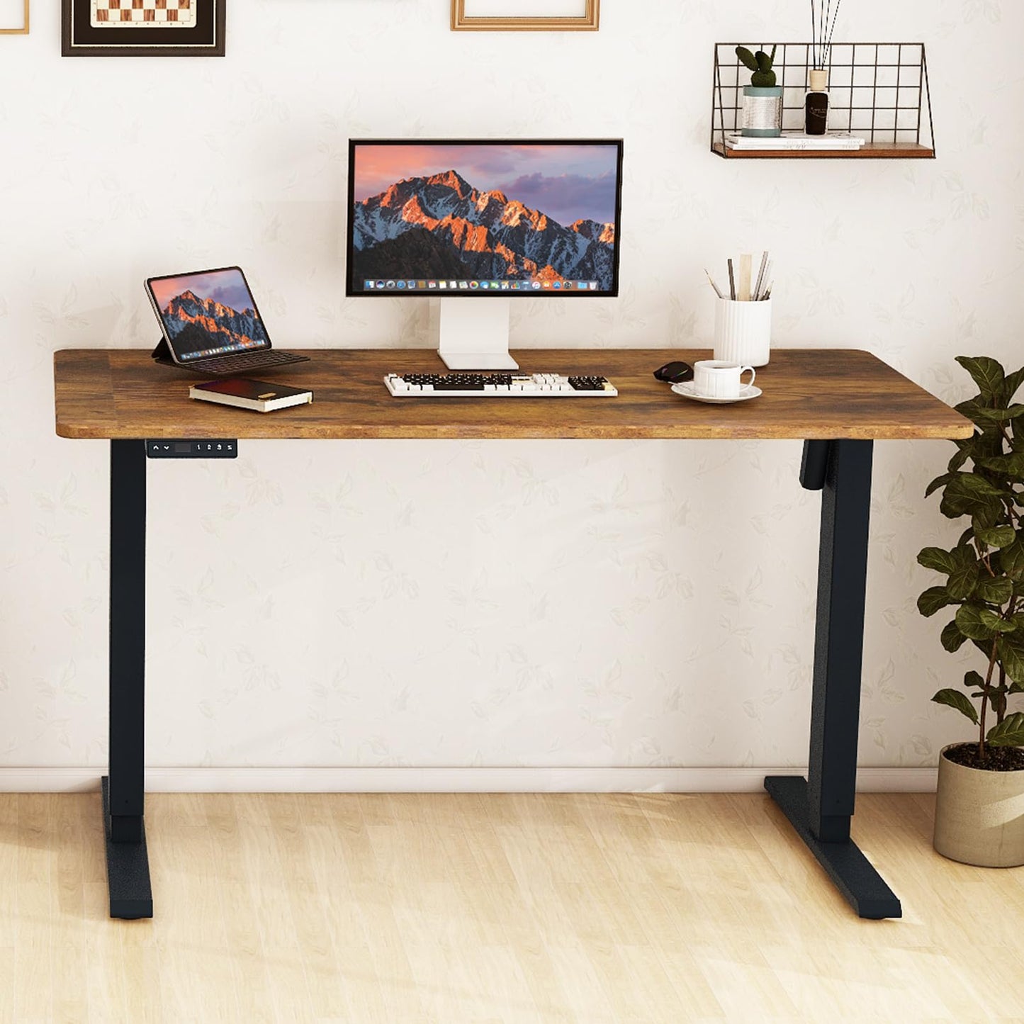 Win Up Time Standing Desk Frame - Standing Desk Legs, Adjustable Desk Frame, Sit Stand Desk Frame, Smart Controller System for 48''-70'' Desk Top,DIY Workstation (Black Frame Only) - WoodArtSupply