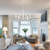 6-Light Chandelier Farmhouse Chandeliers for Dining Room Lighting Fixture, French Country White Chandelier Brown White Wood Chandeliers for Living Room Bedrooms Dining Room Foyer YLCHYTDZSW