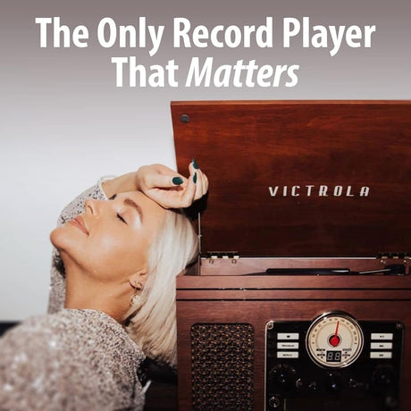 Victrola Nostalgic 6-in-1 Bluetooth Record Player & Multimedia Center with Built-in Speakers - 3-Speed Turntable, CD & Cassette Player, FM Radio | Wireless Music Streaming | Mahogany Victrola
