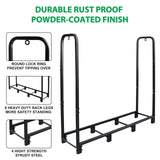 CONNOO 4ft Firewood Rack Stand Heavy Duty Firewood Log Rack Holder Fireplace Wood Storage Holder for Indoor Outdoor Metal Pile Log Stand Stacker Holder, Matte Black CONNOO